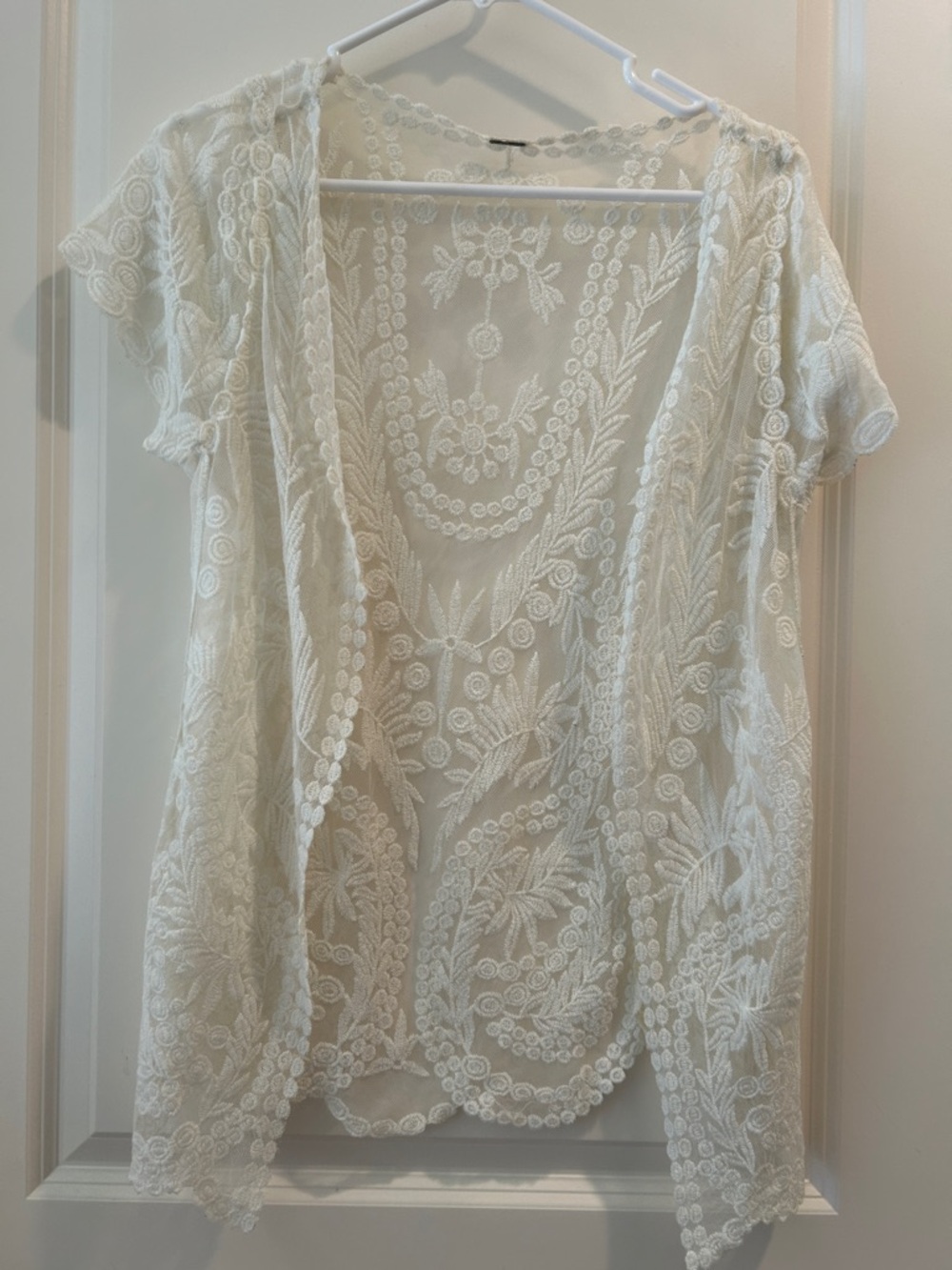 Poof! Cream Lace Shrug